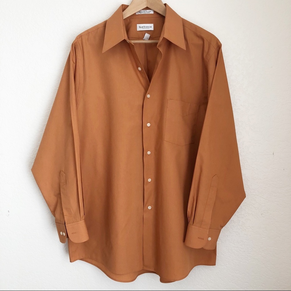 Van Heusen men’s dress shirt/orange long sleeves
